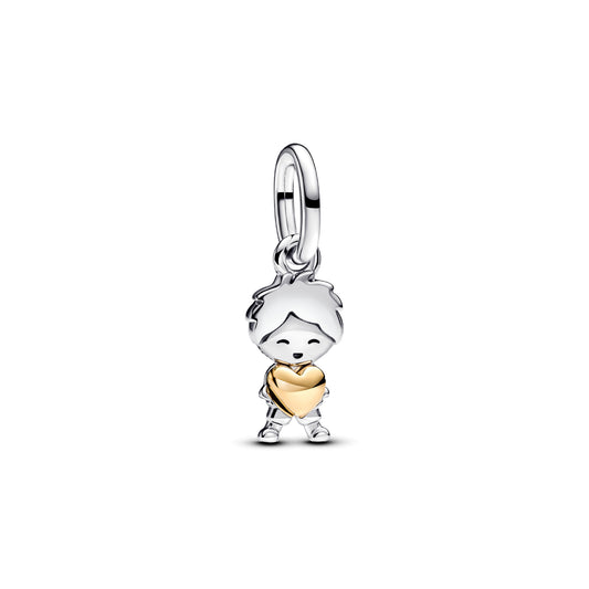 Charm Pandora in argento con bimbo e cuore dorato MISURA UNICA