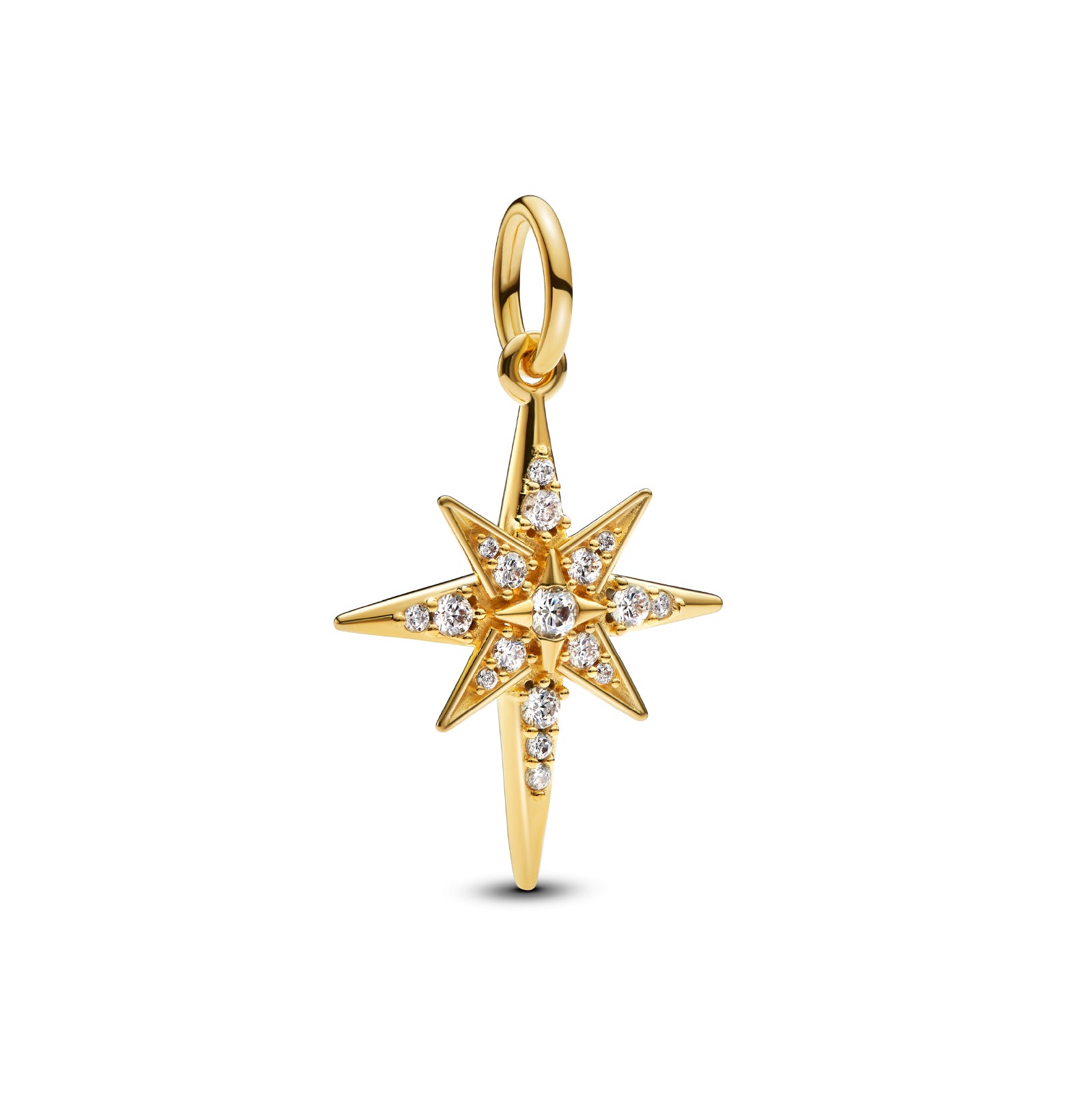 Charm Pandora in argento dorato stella polare brillante MISURA UNICA