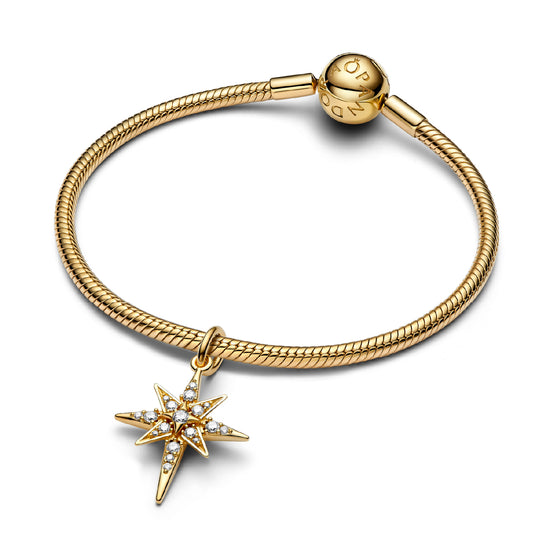 Charm Pandora in argento dorato stella polare brillante MISURA UNICA