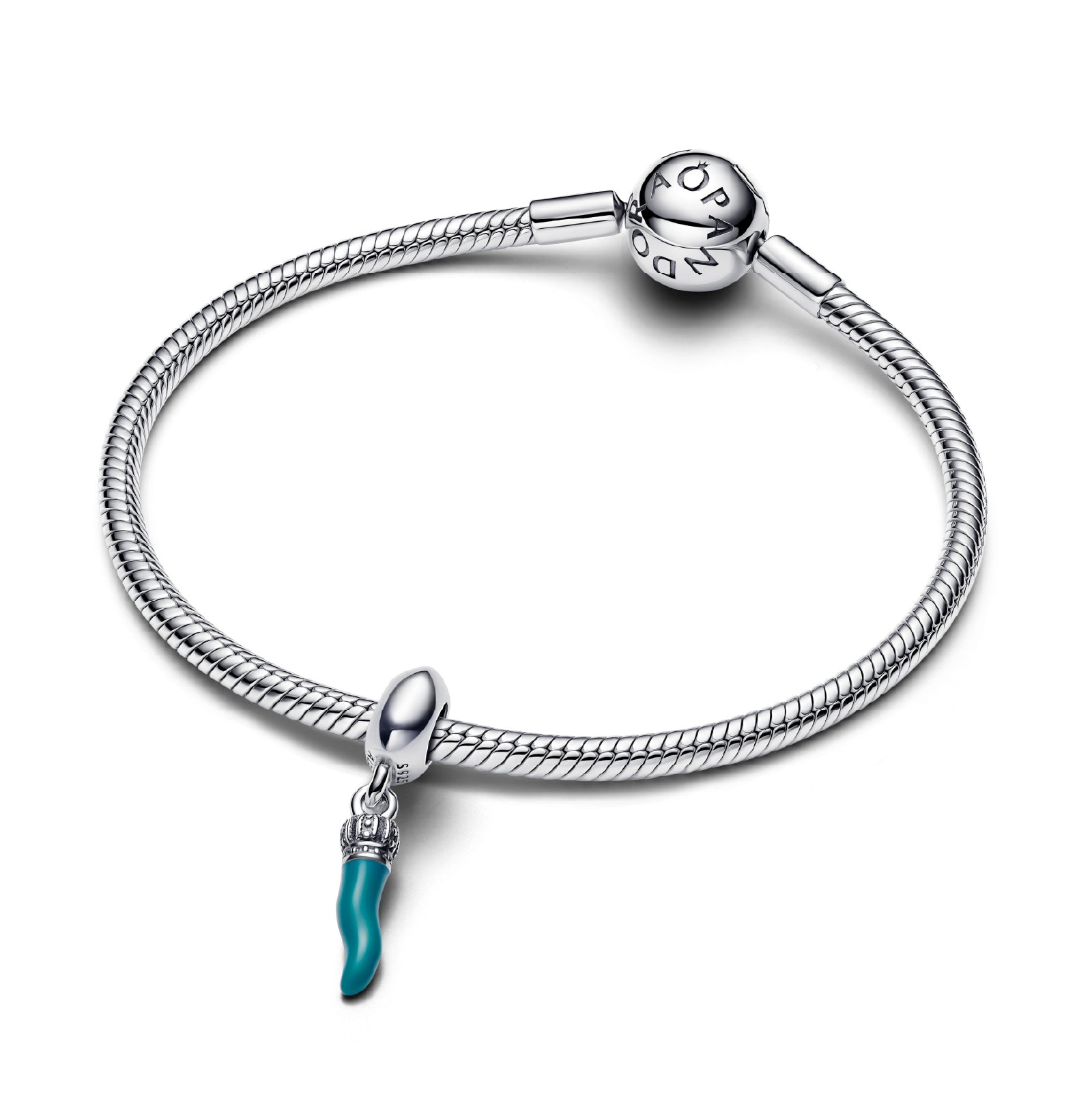 Charm Pandora in argento a forma di cornetto azzurro MISURA UNICA