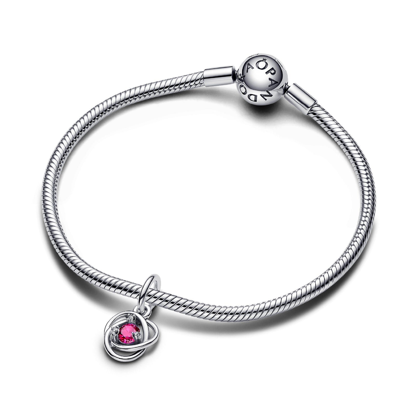 Mini Charm pendente Pandora in argento 925 e cristallo rosa P.793125C10