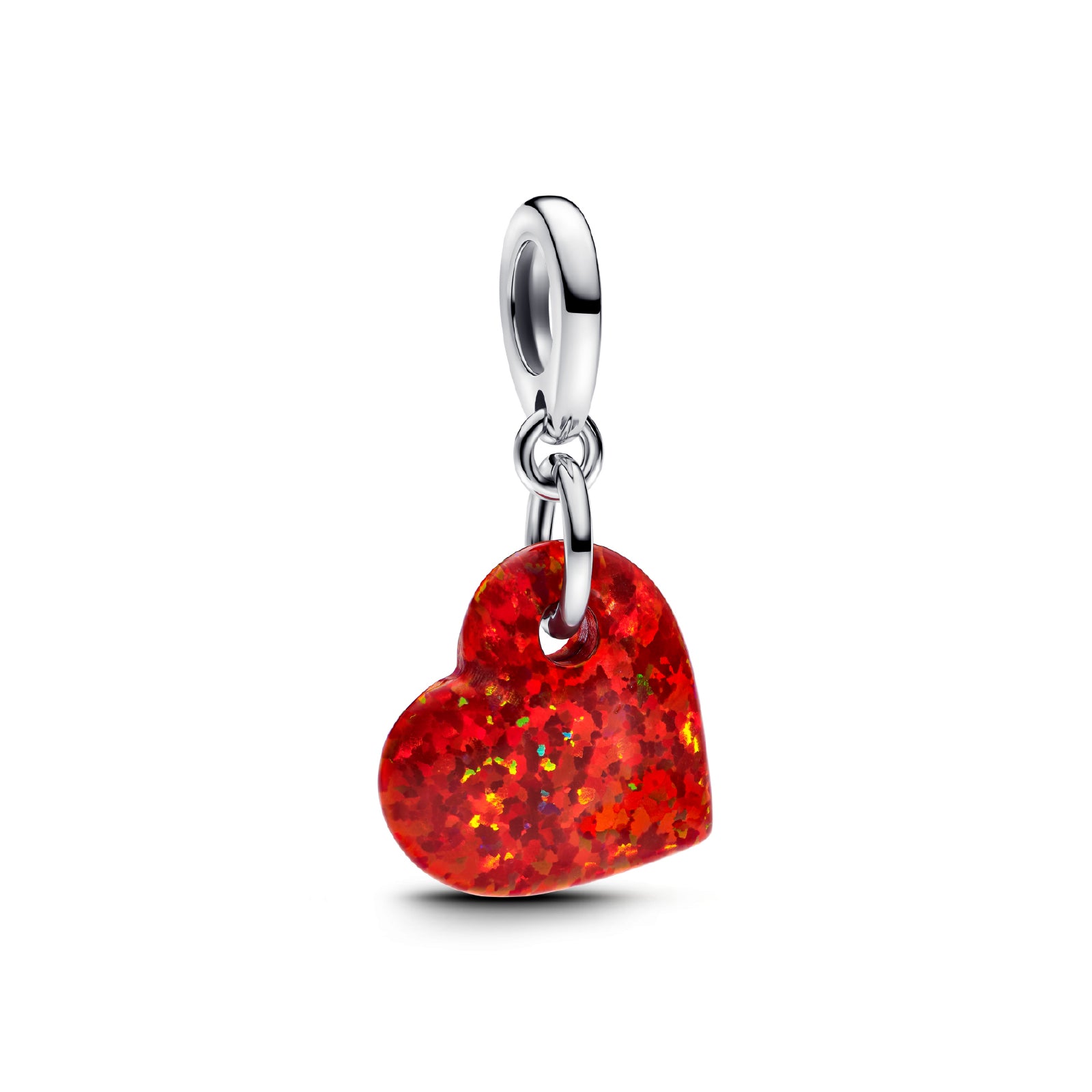 Charm Pandora in argento con opale rosso a forma di cuore MISURA UNICA