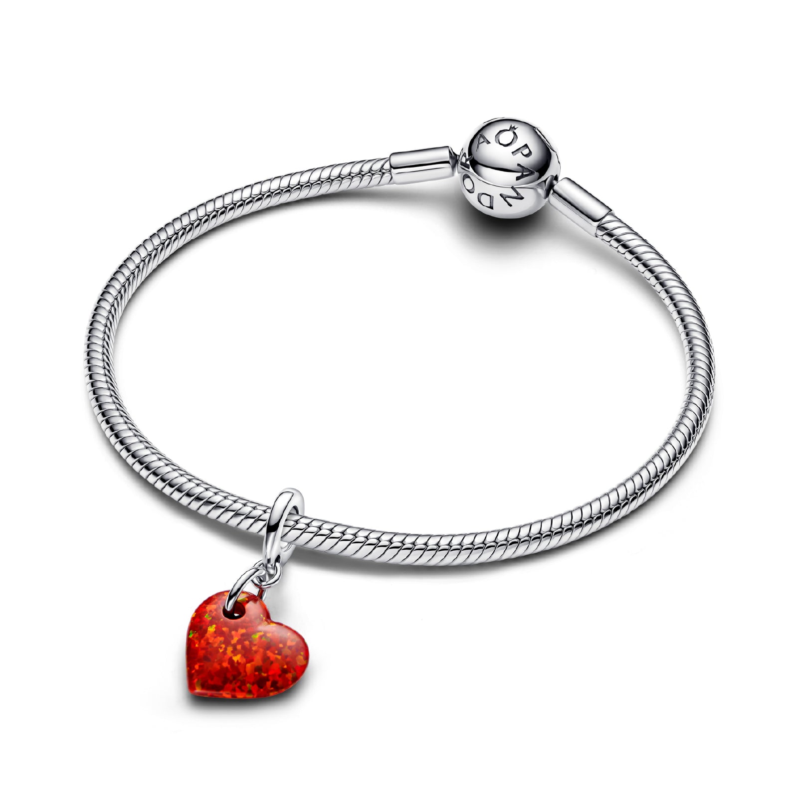 Charm Pandora in argento con opale rosso a forma di cuore MISURA UNICA