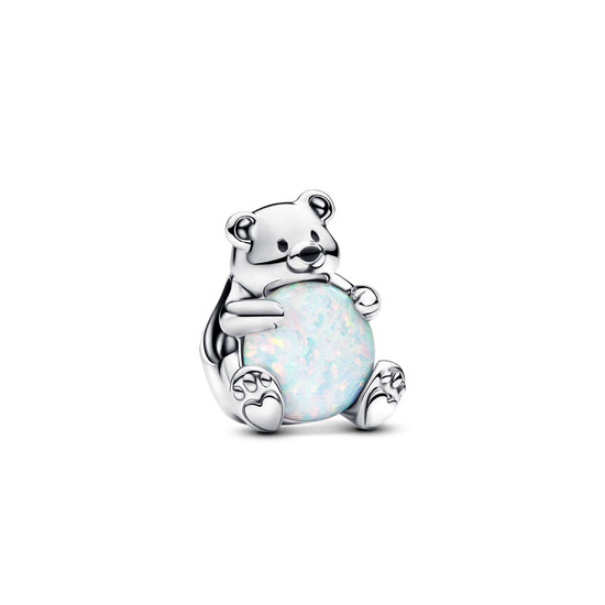 Charm Pandora in argento a orso polare con opale MISURA UNICA