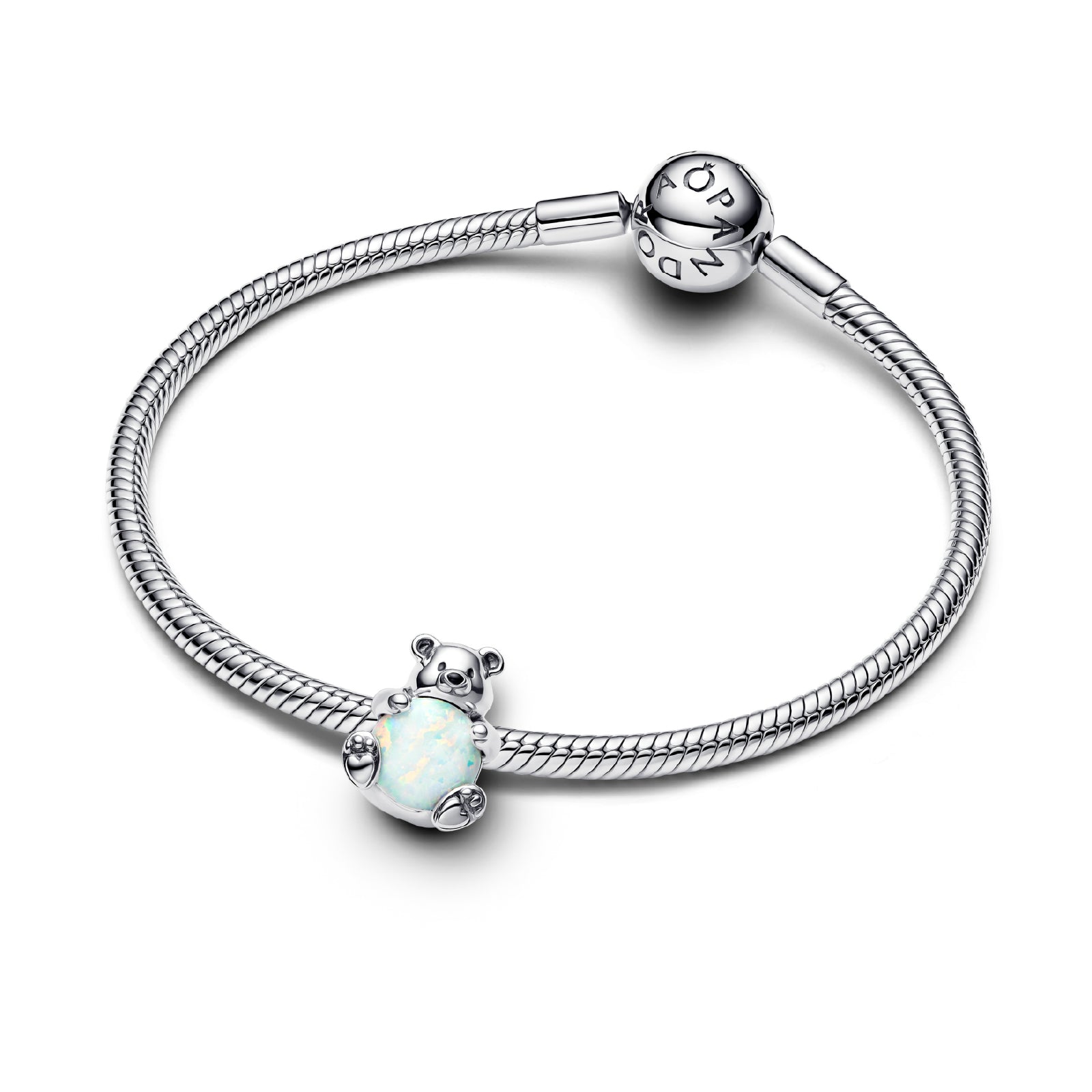 Charm Pandora in argento a orso polare con opale MISURA UNICA