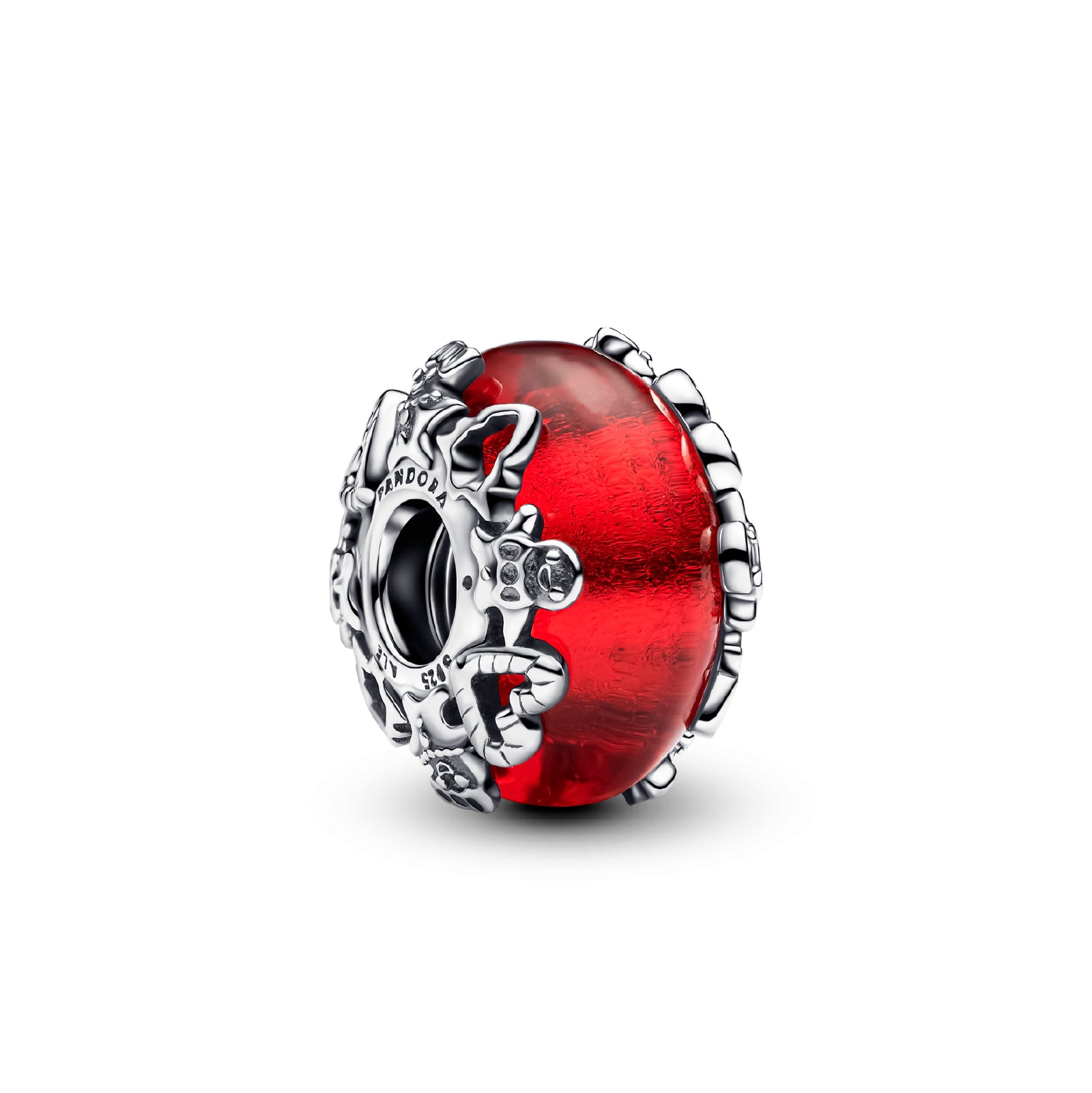 Charm Pandora in argento vetro murano simboli natale MISURA UNICA