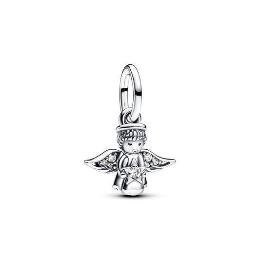 Charm Pandora in argento angelo con stella di zirconi MISURA UNICA