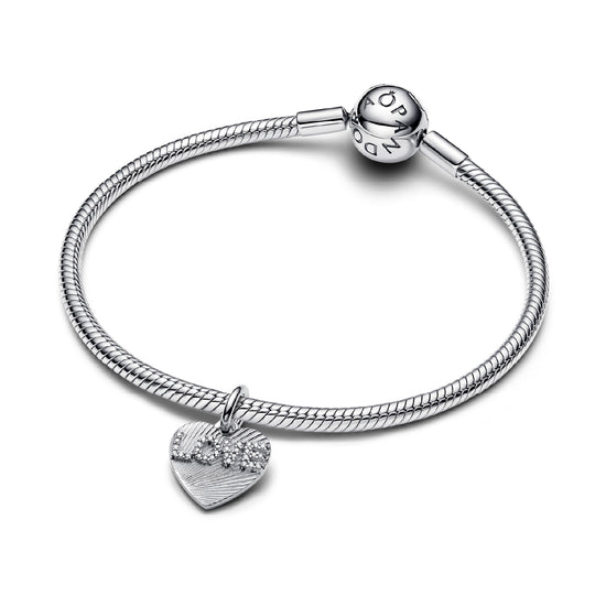 Charm Pandora argento a forma cuore con scritta LOVE MISURA UNICA