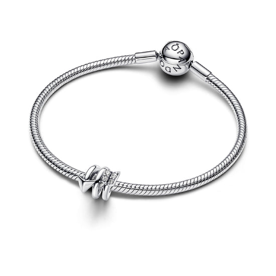 Charm Pandora in argento a freccia arrotolata con zirconi MISURA UNICA