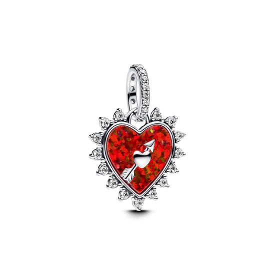 Charm Pandora in argento opale a cuore con freccia girevole MISURA UNICA