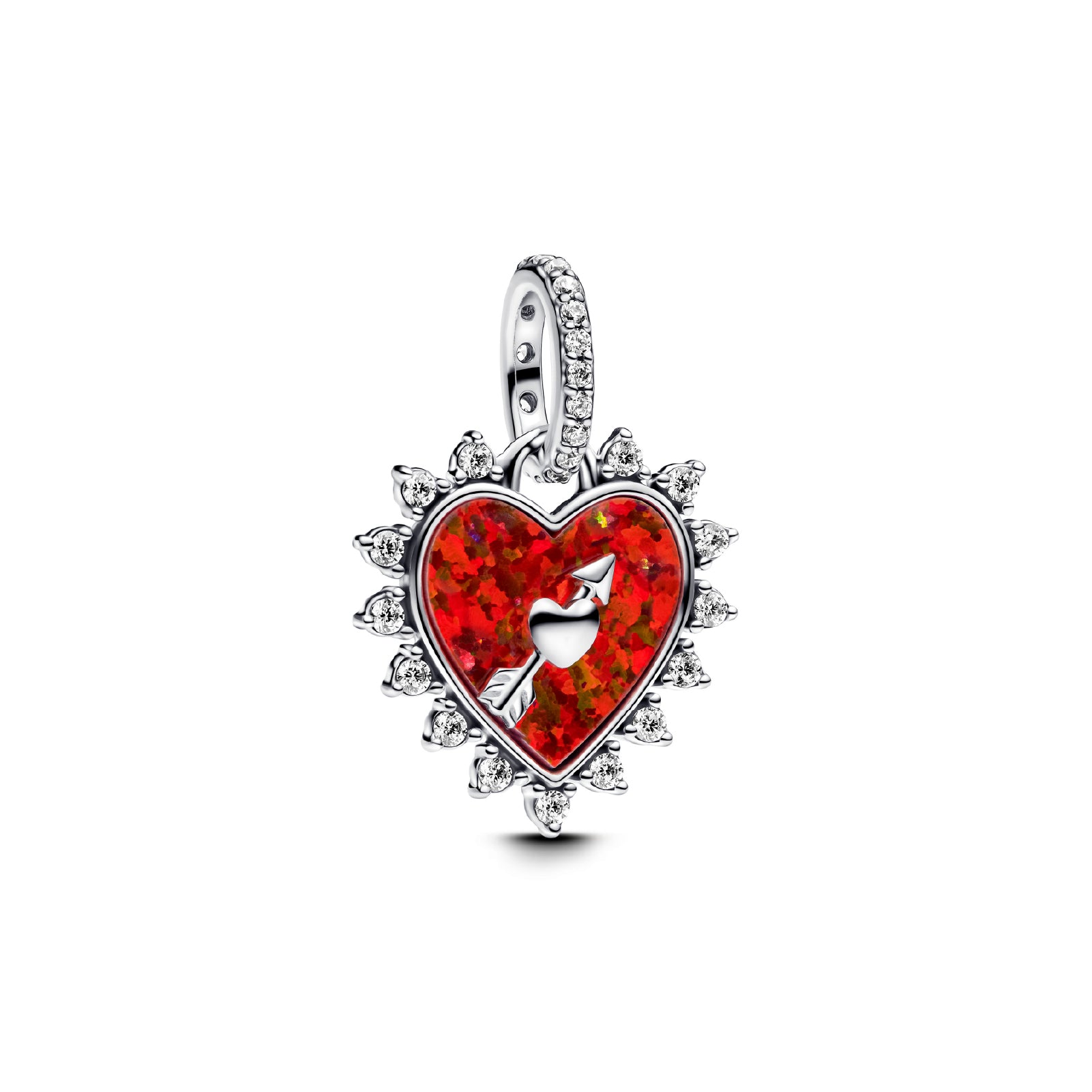 Charm Pandora in argento opale a cuore con freccia girevole MISURA UNICA