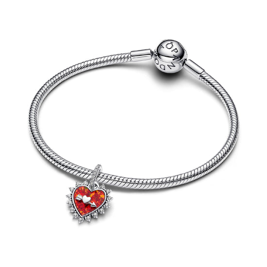 Charm Pandora in argento opale a cuore con freccia girevole MISURA UNICA