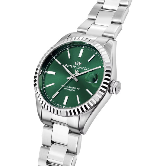 Orologio solo tempo Philip Watch in acciaio argento e verde MISURA UNICA