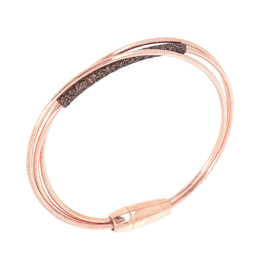 Bracciale Pesavento DNA in argento rosé lucido e polvere bronzo 17 cm