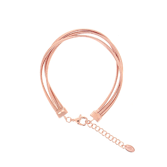 Bracciale multifilo Pesavento Silk argento rosé lucido e opaco Regolabile 18-23 cm