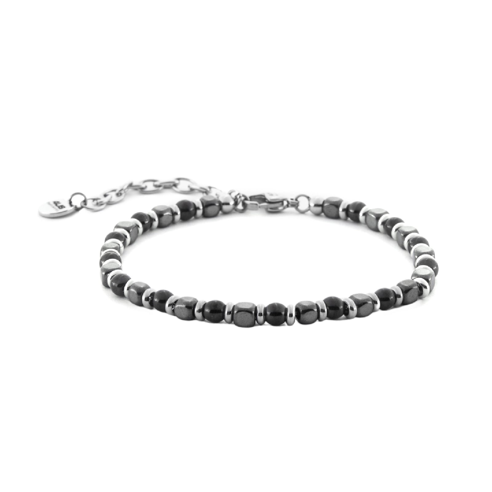 Bracciale Paciotti 4US con pietre di ematite da uomo Regolabile 18-22 cm