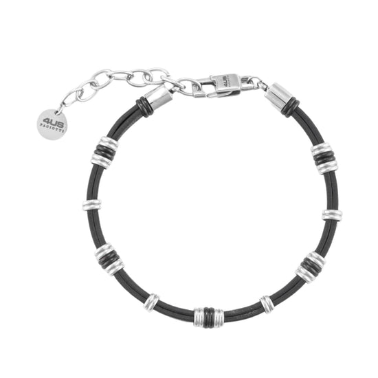 Bracciale Paciotti 4US realizzato in ecopelle nera da uomo Regolabile 18-22 cm