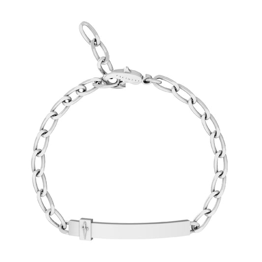 Bracciale catena da uomo Paciotti in argento con targhetta 21 cm