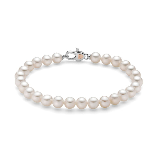 Bracciale donna Miluna Perle Con Chiusura perle 6/6,5, argento e cuore oro