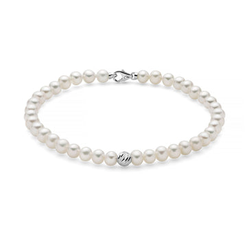 Bracciale donna Miluna Perle 375 oro bianco una boule e perle 4/4,5