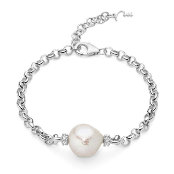 Bracciale donna Miluna Giochi Di Perle in argento con perla e topazi di 0,4ct