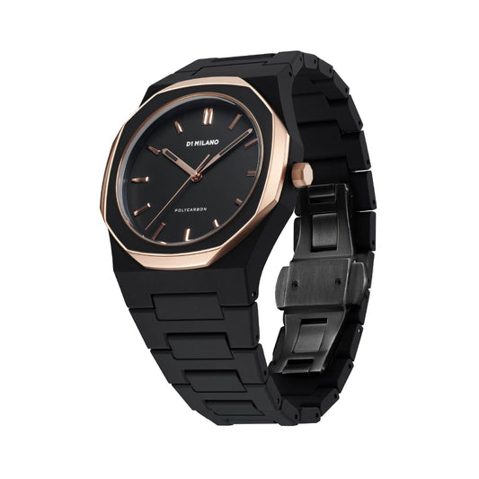 Orologio solo tempo D1 Milano Black Mesh uomo in policarbonato nero cassa 40,5mm