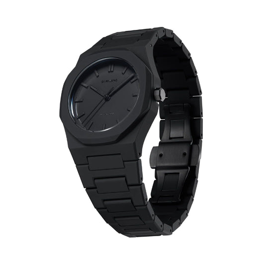 Orologio solo tempo D1 Milano Nebula uomo in policarbonato nero cassa 37mm