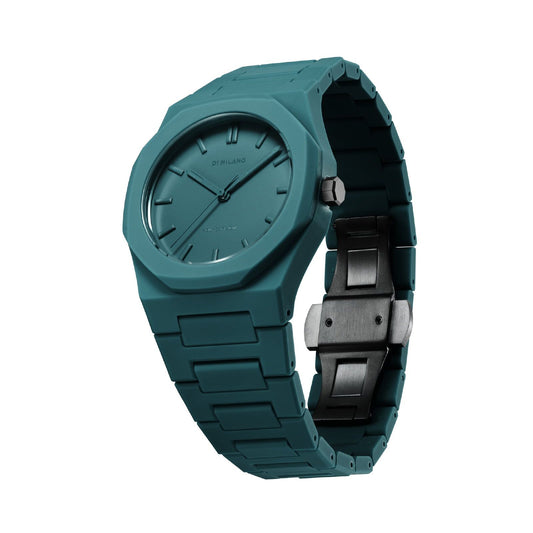 Orologio solo tempo D1 Milano Teal uomo in policarbonato verde cassa 37mm