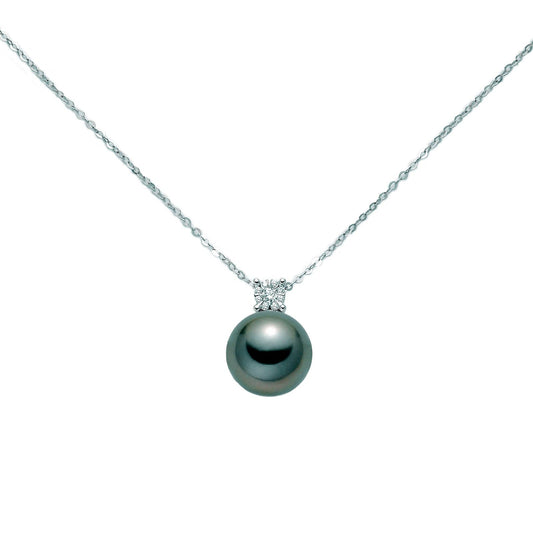 Collana donna Nimei Parure oro bianco perla 10/11mm diamanti 0,03ct e 0,032ct