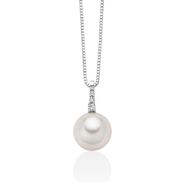 Collana donna Miluna Collier di Perle oro bianco 4 diamanti 0,035ct e perla 8,5/9