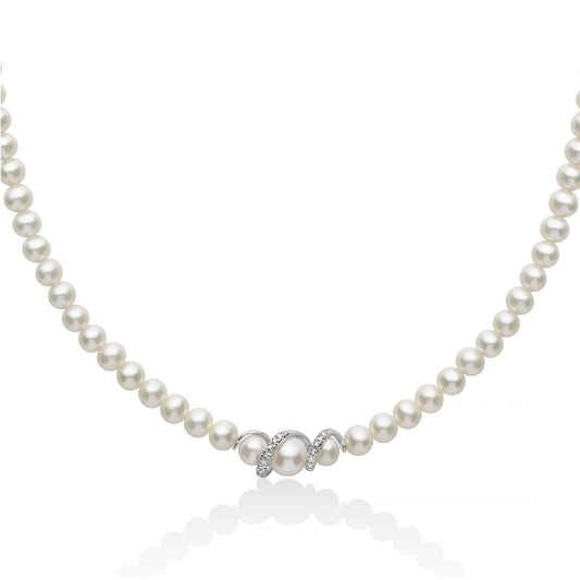 Collana donna Miluna Perle Boule e Fantasia oro bianco, perle e diamanti 0,008ct PCL6400-1