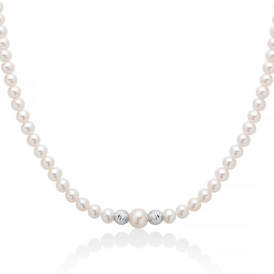 Collana donna Miluna Perle 375 perle diverse e boule in oro bianco 9kt