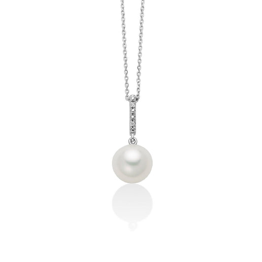 Collana pendente donna Miluna Perle 375 oro bianco diamanti 0,0056ct perla7/7,5