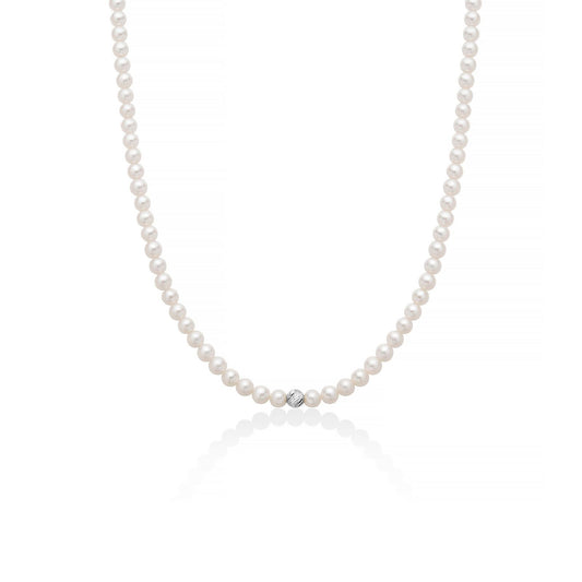 Collana donna Miluna Perle 375 perle 4/4,5 e boule oro bianco 9kt