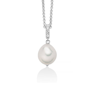 Collana donna Miluna Giochi di Perle in argento topazi bianchi 0,16ct e perla 12/15