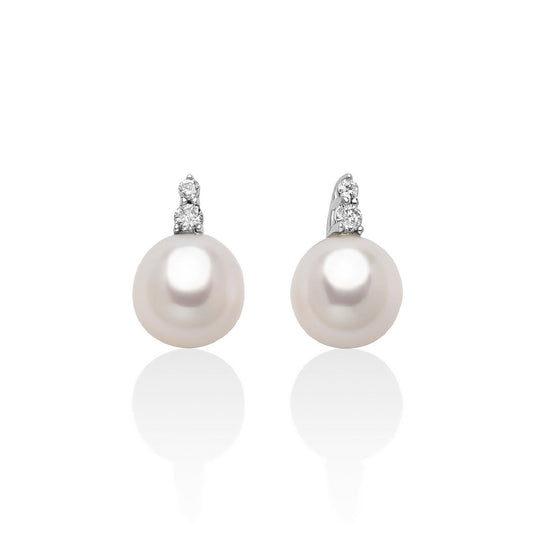 Orecchini donna Miluna di Perle oro bianco 4 diamanti 0,09ct perle 7,5/8