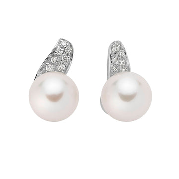 Orecchini donna Nimei oro bianco perle Akoya 7,5/8mm e diamanti di 0,086ct