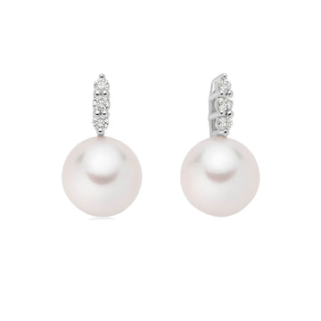 Orecchini donna Nimei oro bianco perle Akoya 7/7,5mm e diamanti di 0,07ct PER2749-1