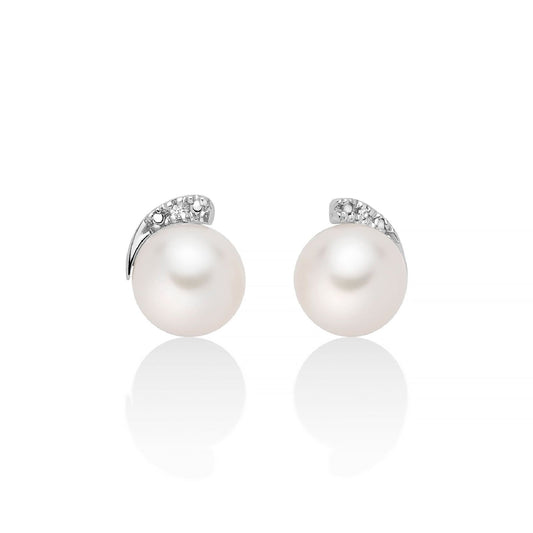 Orecchini donna Miluna di Perle oro bianco 2 diamanti 0,006ct perle 7,5/8