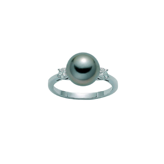 Anello donna Nimei South Sea oro bianco perla 9/10mm 18 diamanti 0,084ct