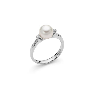 Anello donna Miluna Con Perle oro bianco perla 7,5/8 8 diamanti 0,06ct