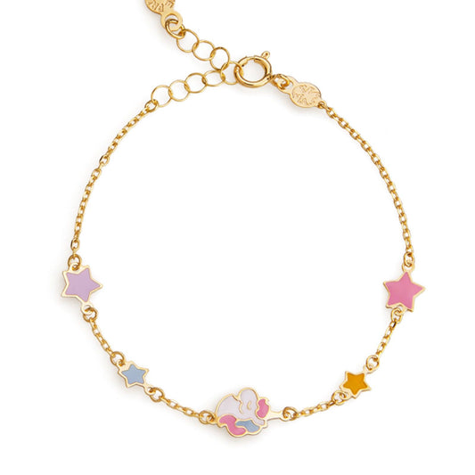 Bracciale bambina leBebé Primegioie in oro con unicorno e stelle multicolor PMG175-1