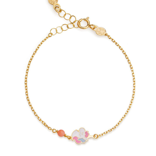 Bracciale bambina leBebé Primegioie in oro con unicorno multicolor e corallo PMG176-1