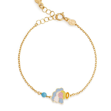 Bracciale bambino leBebé Primegioie in oro con angelo multicolor e turchese