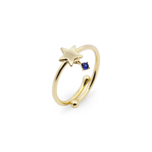 Anello Rue Des Mille in argento 925 con stella e zircone blu R.ANZ024STEAU