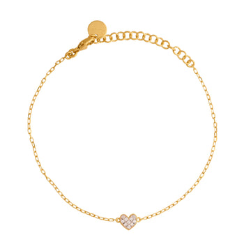 Bracciale donna Rue Des Mille argento dorato con cuore pavé Regolabile 16-20 cm