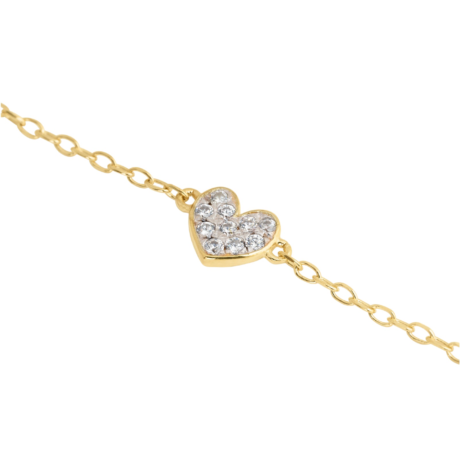 Bracciale donna Rue Des Mille argento dorato con cuore pavé Regolabile 16-20 cm