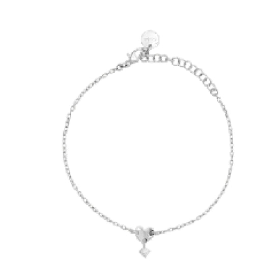 Bracciale donna Rue Des Mille argento cuore zircone bianco Regolabile 15-18 cm