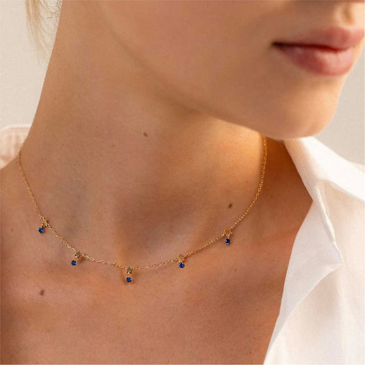 Collana Rue Des Mille in argento 925 con stelle e zirconi blu R.GRZ0245STEAU