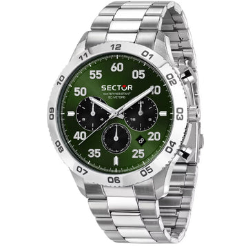 Orologio multifunzione uomo Sector 270 in acciaio quadrante verde 45mm